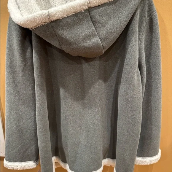 Totes Grey Polar Fleece Cozy Gray and White Sherpa Jacket Full Zip Women’s XXL - Picture 2 of 7